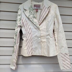 BKE Outerwear embroidered striped vintage blazer size Large